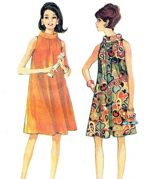 Memorable sewing patterns from the 60s and 70s - Starts at 60 Mod Dress Pattern, Mccalls Patterns Dress, 1960s Dresses, Patron Vintage, 1960 Fashion, Fashion 1960s, Robes Vintage, Sixties Fashion, Vintage Dress Patterns