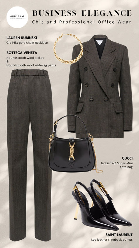 Chic and Professional Business Office Wear Gucci Office, Bottega Veneta Outfit, Lauren Rubinski, Professional Office Wear, Ootd Work, Saint Laurent Pumps, Jacket And Pants Set, Fashion Shoes Heels, Work Formal