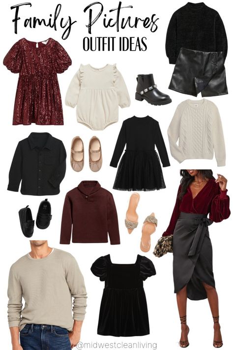 Black, cream, and burgundy 🖤 family photo color scheme, family photos, family outfit ideas, fall photo outfit ideas, fall family photo, fall outfit, black outfit, burgundy outfit, coordinating outfits, Thanksgiving outfit, family pictures, holiday photos, holiday family pictures, holiday family outfit, Christmas family outfit, Christmas family photo, Christmas mini, tree farm mini Black Christmas Photoshoot Family Outfit, Black White Burgundy Family Photo, Magenta Family Photo Outfits, Family Photo Outfits Dark Colors, Maroon And Black Family Photos, Burgundy Christmas Outfit Family, Christmas Photo Color Scheme, Fall Family Photos Black Outfits, Family Christmas Pictures Outfits Dressy