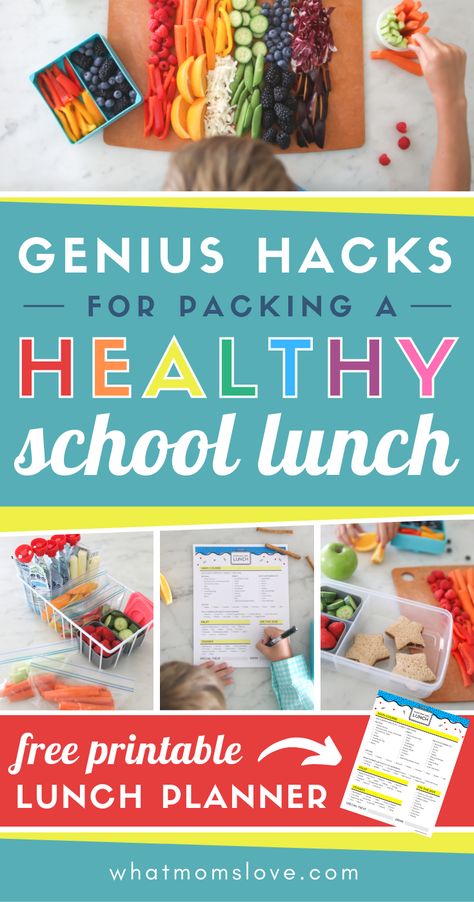 These genius tips and hacks make it easy to pack a healthy homemade school lunch for kids. Great ideas including bento boxes, clean eating guide, and a free printable that will help your kids pack their OWN lunch! Lunch Packing Station, Simple Bento, Homemade School Lunches, Lunch Planner, Healthy School Lunch, Clean Eating Kids, Clean Eating Guide, Easy School Lunches, Kids Juice