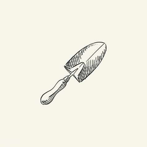 Vintage illustration of a trowel | free image by rawpixel.com Trowel Tattoo, Gardening Tools Illustration, Utensils Drawing, Tool Illustration, Grandparents Tattoo, Mum Tattoo, Illustration Kitchen, Tool Tattoo, Illustration Landscape