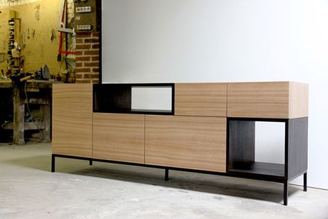 OXYMORE on Behance Wood Credenza, Industrial Design Furniture, Sideboard Furniture, Tv Console, Wall Unit, Design Furniture, Credenza, Industrial Design, Plywood