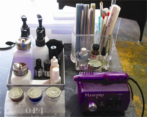 8 Real Manicure Station Set-Ups - NAILS Magazine                              … Home Nail Salon Ideas, Nail Organization, Manicure Station, Nail Room Ideas, Nail Desk, Nail Station, Business Nails, Elegant Manicure, Home Nail Salon