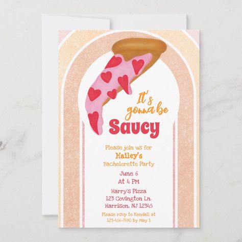 Funny Bachelorette Party Pizza Party Invitation Pizza Party Decorations, Kids Pizza Party, Pizza Wedding, 26 Birthday, Pizza Party Invitations, Party Pizza, Hens Party Invitations, Funny Pizza, Funny Bachelorette