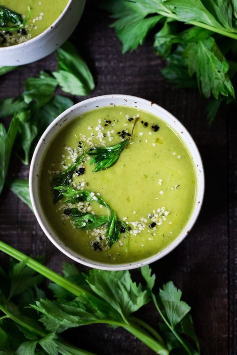 Cooking Herbs, Celery Soup, Vegan Soup, Healthy Delicious, Healthy Soup, Healthy Nutrition, Tahini, Nutrition Recipes, Health And Nutrition