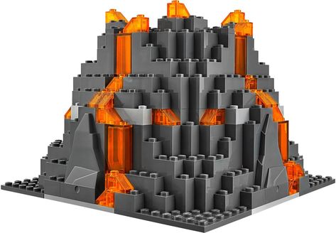 LEGO City Volcano Only NEW Split From 60124 Lego Volcano, Lego Fish Tank, Dino Volcano, Glass Jar Art, Lego Cake Ideas, Landform Projects, Lego Fish, Lego Plans, Volcano Project