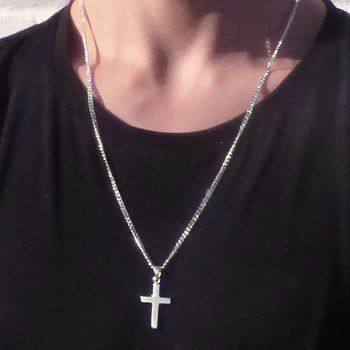 Mens Necklace Fashion, Mens Cross Necklace, Mens Silver Jewelry, Money Stacks, Mens Rings Fashion, Sterling Silver Cross Pendant, Silver Cross Pendant, Mens Silver Necklace, Cross Chain