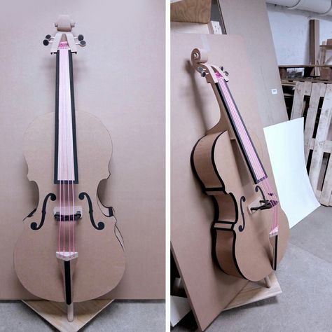 Carton Diy, Cardboard Recycling, Homemade Instruments, Learn Violin, Diy Instruments, Cardboard Box Crafts, Cardboard Sculpture, Music Crafts, Cellos