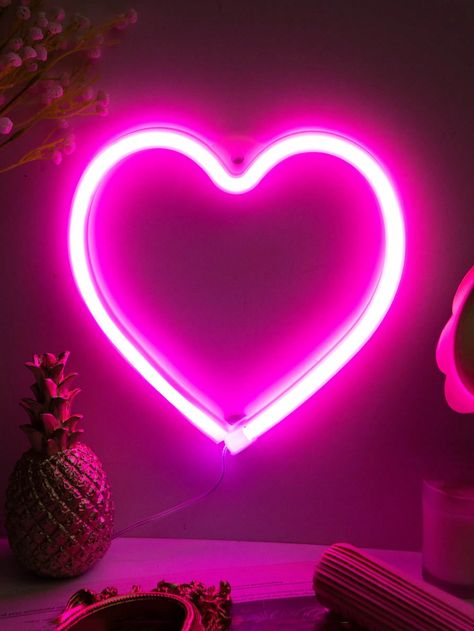 Heart Neon Light, Pink Led Light, Hot Pink Room, Led Heart, Pink Lighting, Heart Neon Sign, Pink Led Lights, Pink Lights, Neon Heart