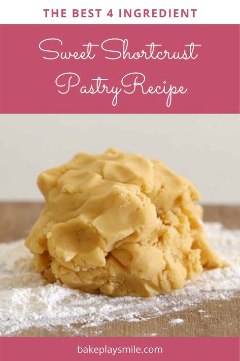 Learn how to make homemade sweet shortcrust pastry... with just 4 basic ingredients and 5 minutes prep time... our step by step instructions couldn't be any easier! #homemade #sweet #shortcrust #pastry #recipe #thermomix #foodprocessor #dessert #pies #tarts Sweet Short Pastry Recipes, Shortcrust Recipe, Sweet Pastry Dough Recipe, Sweet Pastry Recipe, Sweet Pastry Dough, Vegan Shortcrust Pastry Recipes, Sweet Crust Pastry Recipe, Short Crust Pastry Recipes Desserts, Shortcrust Pastry Recipe