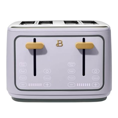 PRICES MAY VARY. Convenient Breakfast Solution: The Beautiful 4-Slice Toaster with Touch-Activated Display makes mornings easier with 7 settings and browning control, including Gluten-Free, Frozen, and Reheat options. Thoughtful Design: Created by Drew Barrymore, this toaster features a signature touch-activated display that illuminates only when needed, with no dials, buttons, or knobs for a sleek look. Premium Construction: Made with long-lasting steel accents and a Soft Matte Premium finish, Cute Appliances, Drew Barrymore Appliances, Drew Barrymore Beautiful, Beautiful Kitchenware, Bread Toaster, Moving Tips, Drew Barrymore, Toaster Oven, Bagels