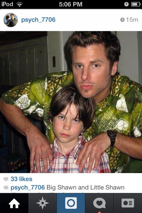 Young and old Shawn Spencer - I need to know why he has a crazy eye in this pic! Sean Spencer Psych, Shawn Spencer Fanart, Psych Shawn And Gus, Mon Son, Psych Memes, Psych Quotes, Real Detective, Shawn And Gus, James Roday