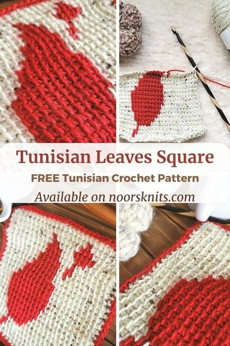 Looking for fun Tunisian crochet square patterns. Check out this FREE Tunisian Fall Leaves Square crochet blanket square pattern! Crochet Blanket Squares, Crochet Blanket Square, Knitted Squares Pattern, Square Crochet Blanket, Tunisian Crochet Blanket, Blanket Squares, Crochet Bloggers, Crochet Leaf, Crochet Squares Afghan