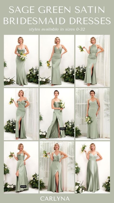 Sage Green Satin Bridesmaid Dresses, Green Satin Bridesmaid, Green Satin Bridesmaid Dresses, Sage Green Bridesmaid Dresses, Sage Green Bridesmaid, Trendy Bridesmaids, Gorgeous Bridesmaid Dresses, Sage Bridesmaid Dresses, Green Satin Dress