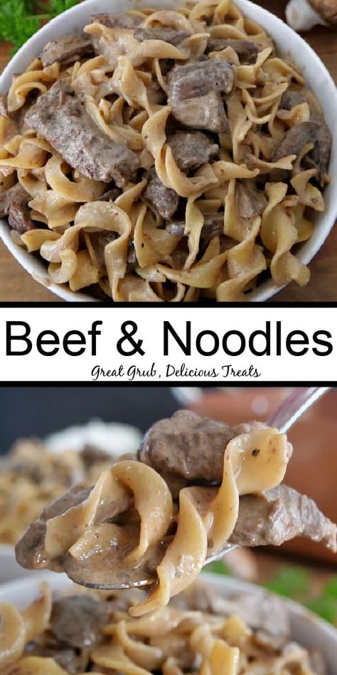 Beef and Noodles is a delicious and hearty pasta recipe that is made with egg noodles and flavorful, tender piece slices in a creamy sauce with sliced mushrooms. Sliced Beef Recipes, Tenderized Round Steak, Beef And Noodles Recipe, Hearty Pasta Recipes, Leftover Steak Recipes, Beef With Mushroom, Round Steak Recipes, Egg Noodle Recipes, Leftover Roast Beef