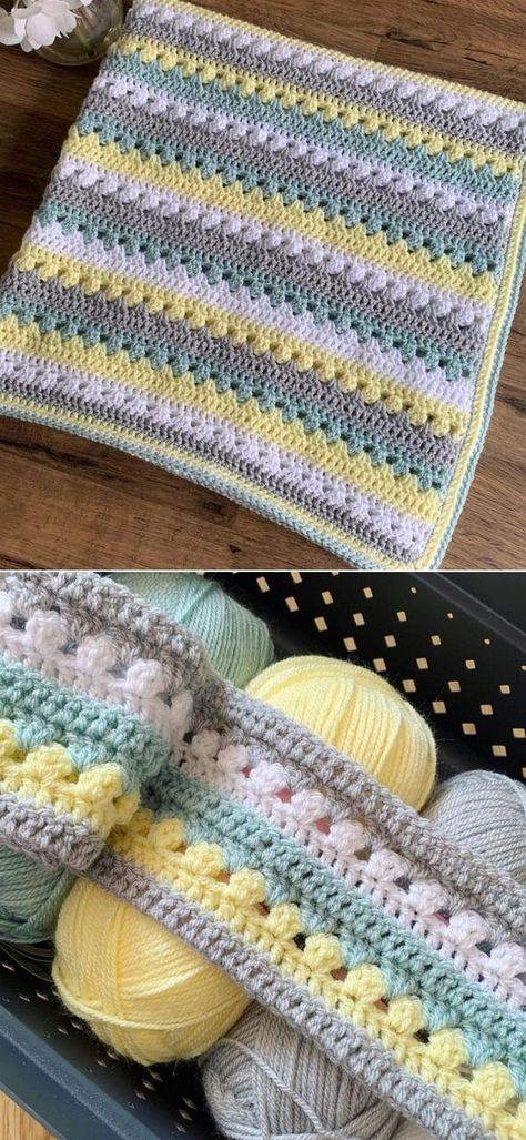 Cosy Stripe Baby Blanket Free Crochet Pattern - Pattern Center Uncinetto Zig Zag, Projek Mengait, Crocheted Afghans, Baby Afghan Crochet Patterns, Easy Crochet Baby Blanket, Crocheted Blanket, Crochet Stitches For Blankets, Blanket Ideas, Crochet Blanket Designs