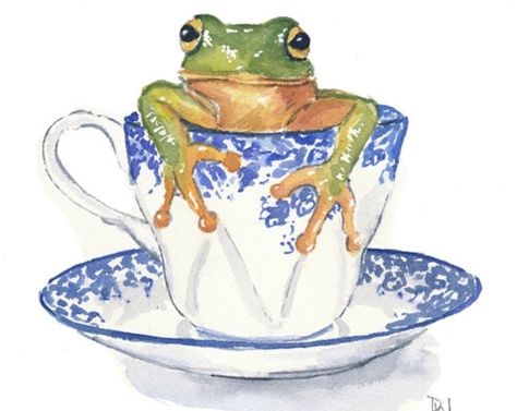 Watercolour Frog, Frog Watercolor, Frog Painting, Frog Illustration, Frog Crafts, Frog Pictures, Frog Drawing, Art Tutorials Watercolor, Geisha Art