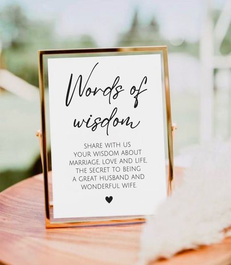 Marriage Advice Wedding Reception, Advice Wedding Sign, Nikah Ideas, Wedding Sign In Book, Great Husband, Wedding Guestbook Sign, Bridal Shower Inspo, Advice For Newlyweds, Guest Book Table