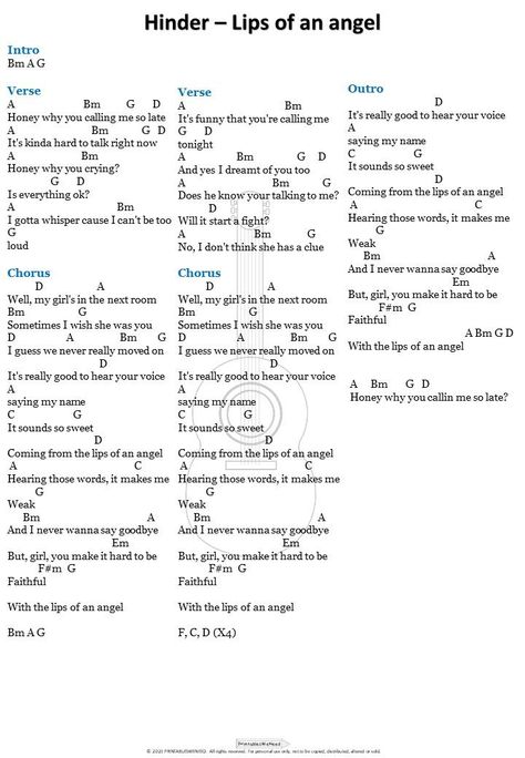 Hinder lips of an angel guitar chords Hinder Lips Of An Angel, Angel Guitar, Lips Of An Angel, Say My Name, Guitar Songs, Guitar Chords, An Angel, You Call, Your Voice