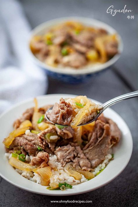 Beef Gyudon, Gyudon Recipe, Japanese Beef Bowl, Japanese Chicken Curry, Beef Bowl Recipe, Beef Bowl, Teriyaki Sauce Recipe, Japanese Beef, Teriyaki Tofu