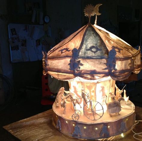 Merry Go Round, Kirigami, On The Top, Stop Motion, Paper Mache, Carousel, 3d Art, At Night, Circus