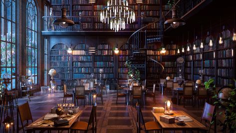 ArtStation - Steampunk library Arcane Library, Steampunk Library, Hidden Objects, Story Games, 3d Background, 3d Artist, Visual Novel, Art Background, Zbrush