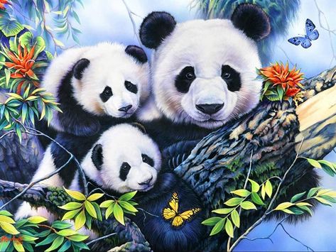 Panda Family, Creature Fantasy, Panda Lindo, Napkins For Decoupage, Decoupage Tissue Paper, Napkin Decoupage, Panda Bears, Paper Napkins For Decoupage, Panda Art