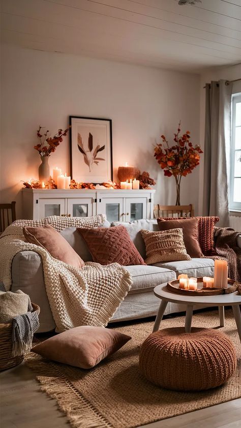 Thanksgiving Decorations Living Room, Thanksgiving Decor Living Room, Thanksgiving Living Room Decor, Fall Living Room Decor Warm Colors, Thanksgiving Living Room, Thanksgiving Living Room Decorations, Fall Living Room Ideas, Thanksgiving Mantel Decor, Cozy Fall Living Room