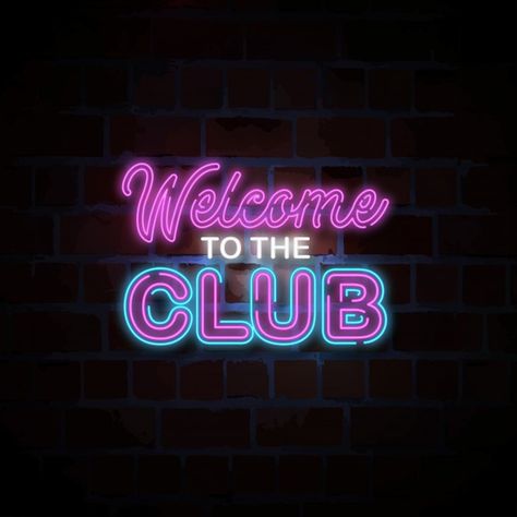 Gaming Widget, Neon Welcome Sign, Neon Sign Illustration, Club Neon Sign, Club Signs, Neon Club, Neon Logos, Neon Sign Logo, Text Inspiration