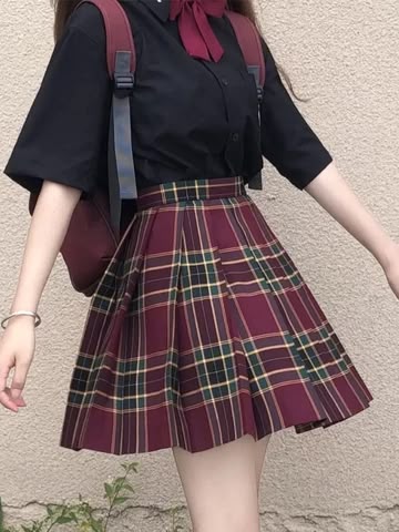 Red Plaid Skirt, School Uniform Outfits, School Uniform Fashion, Kawaii Fashion Outfits, Pleated Skirts, School Dresses, Uniform Fashion, Korean Girl Fashion, School Uniforms