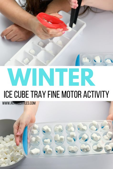 Winter Ice Cube Tray Fine Motor Activity for Toddlers and Preschoolers - Active Littles Cold Weather Activities For Toddlers, Fine Motor Activities For Infants, Winter Fine Motor Activities, Motor Activities For Infants, Winter Fine Motor, Toddler Fine Motor Activities, Winter Activities For Toddlers, Winter Lesson Plan, January Preschool