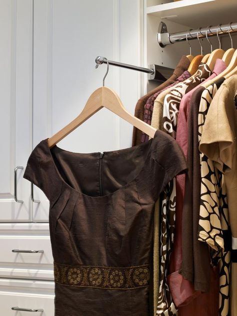 How to Make Your Walk-In Closet Resemble a Chic Boutique : Rooms : Home & Garden Television Valet Rod, Dream Closet Design, Reach In Closet, Walk In Robe, Small Closets, What Women Want, Dream Closets, Closet Accessories, Small Closet