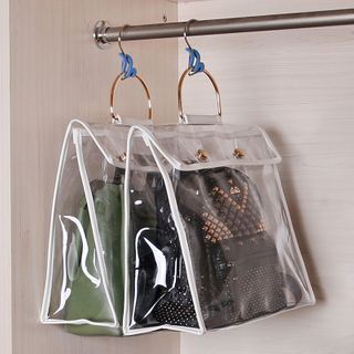 Buy SEREQI Transparent Handbag Dust Cover at YesStyle.com! Quality products at remarkable prices. FREE Worldwide Shipping available! Pvc Wardrobe, Purse Closet, Bag Wardrobe, Pvc Storage, Desain Pantry, Purse Storage, Handbag Storage, Travel Luxury, Handbag Organization