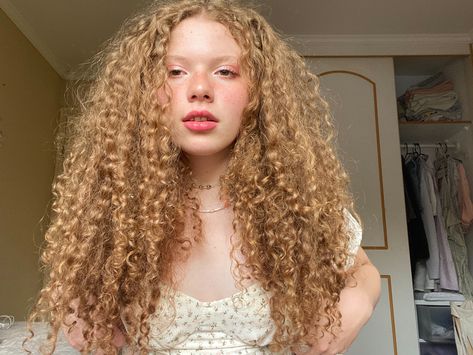 Long Curly Copper Hair, Golden Blonde Curly Hair, Curly Golden Hair, Dark Blonde Curly Hair, Golden Curly Hair, Wild Curly Hair, Curly Blonde Hair, Golden Blonde Hair, Blonde Curly Hair