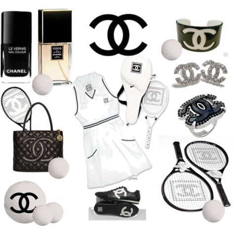 Chanel Tennis Chanel Tennis, Womens Tennis Fashion, Country Club Aesthetic, Coco Chanel Fashion, Tennis Outfit Women, Tennis Bag, Tennis Skirts, Tennis Fashion, Chanel Logo