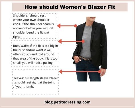 How to Choose Blazer for Women (the Complete Guide with Pictures) Blazer Fit Guide Women, Blazer For Petite Women, Tailored Blazer Women, Types Of Blazers, Lean Women, Womens Tailored Suit, Hourglass Fashion, Blazer For Women, Fashion Terms