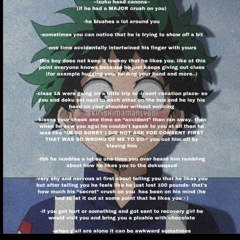 Villian Deku Headcanons, Izuku As A Boyfriend, Deku Imagine, Midoriya Headcanons, Deku X Yn Headcanons, Deku As A Boyfriend, Deku As Your Boyfriend, Izuku Midoriya Headcanon, Izuku Headcanons