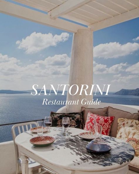 Restaurant on Santorini with sea view Restaurants In Santorini, Santorini Food, Santorini Restaurants, Sunset Restaurant, Santorini Travel Guide, Oia Greece, Greece Food, Oia Santorini Greece, Greece Honeymoon