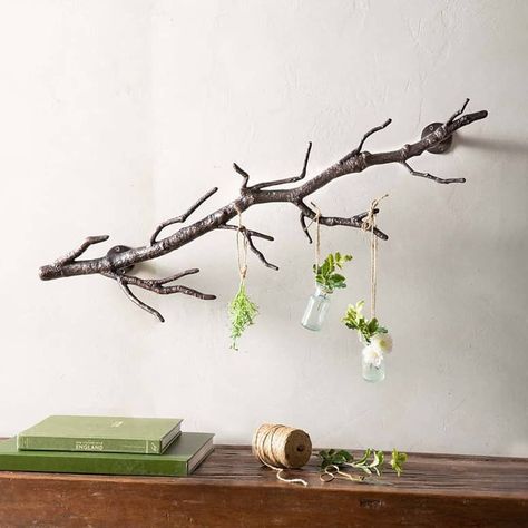 Aluminum Tree Branch Coat Rack | The Green Head Black Metal Decor, Branch Coat Rack, Steel Decor, Aluminum Tree, Tree Branch Wall Decor, Tree Branch Decor, Tree Branch Wall, Rustic Barn Door, Holiday Display