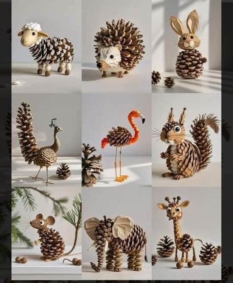 Pine Cone Craft, Diy Craft Hacks, Pinecone Art, Pinecone Crafts Christmas, Pinecone Garland, Pine Cone Art, Acorn Crafts, Pinecone Crafts, Cone Crafts