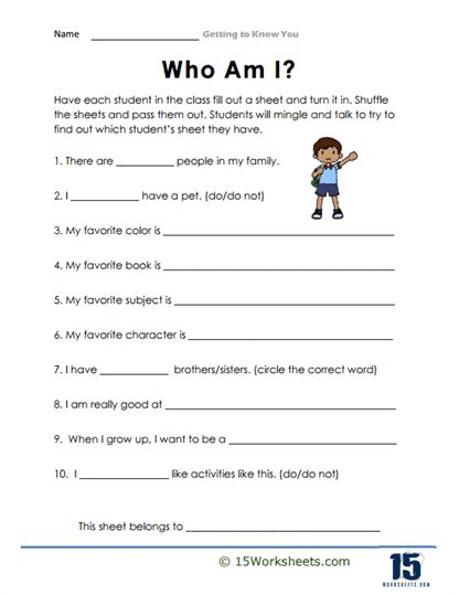 Who Am I Worksheet, I Worksheet, Holiday Science, Kindergarten Social Studies, My Favourite Subject, Color Book, Who Am I, Active Listening, When I Grow Up