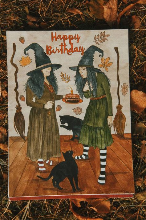 Birthday witch by https://www.deviantart.com/katelok on @DeviantArt Birthday Witch, Birthday Friend Gift, Happy Birthday Halloween, Witch Wall Decor, Witch Birthday, Witch Illustration, Birthday Friend, Happy Birthday Art, Birthday Illustration