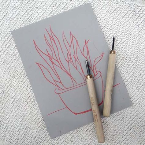 Making a Reduction Linocut – Handprinted Reduction Lino Print Tutorial, 3 Colour Reduction Lino Print, Two Color Linocut, Linocut Reduction Print, Beginner Linocut, Reduction Printmaking, Linocut Prints Art, Lino Print Pattern, Linocut Inspiration