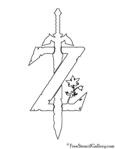 Zelda - Breath of the Wild Logo Stencil | Free Stencil Gallery Zelda Cake, Zelda Logo, Zelda Party, Zelda Drawing, Zelda Tattoo, Zelda Birthday, Wild Logo, Pumpkin Carvings Stencils, Cowgirl Art