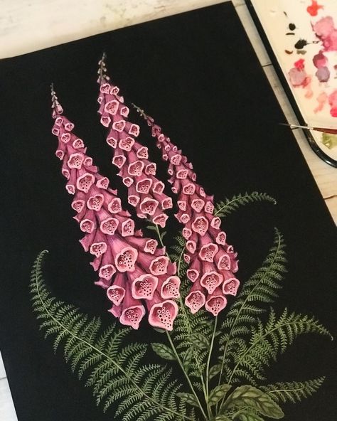 Kelly Louise Judd on Instagram: “Painting Foxglove and ferns 🌿 . . . . . . . #foxgloves #ferns #painting #art #illustration #botanicalart #botanicalpaintimg #woodlandgarden” Foxglove Drawing, Fern Painting, Fox Glove, Foxglove Flower, Foxglove Tattoo, Foxglove Art, Foxglove Flower Drawing, Foxglove Painting, Foxglove Illustration