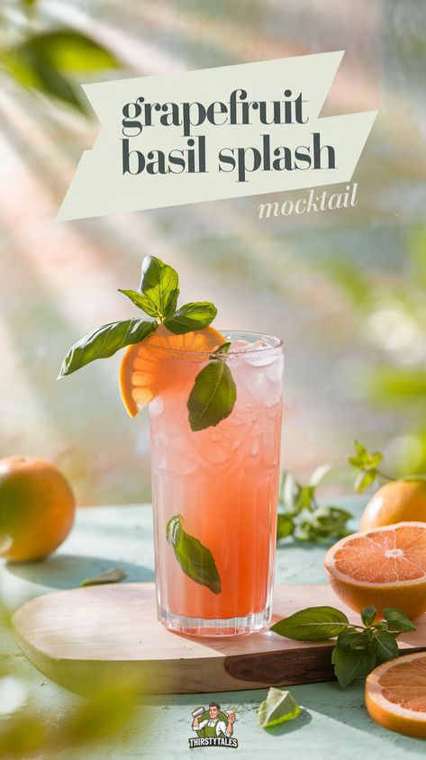 "Refresh your taste buds with this delightful Grapefruit Basil Splash Mocktail recipe! Perfect for any occasion, this non-alcoholic grapefruit drink combines the zesty flavor of grapefruit with the aromatic essence of fresh basil. Enjoy the Basil Citrus Refresher as a revitalizing treat or serve it as a Grapefruit Basil Spritz at your next gathering. This herb-infused grapefruit drink is a must-try for those seeking a Citrus Herb Mocktail that's both refreshing and invigorating!" Grapefruit Mocktail Recipe, Basil Spritz, Citrus Mocktail, Winter Mocktails, Grapefruit Drink, Refreshing Mocktail, Grapefruit Recipes, Grapefruit Bitters, Alcohol Drinks