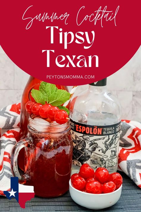 Perfect for any summer get together! This Tipsy Texan is a fruity yet fizzy cocktail that is sure to be a hit! Click for a printable recipe card. #TipsyTexan #SummerCocktails #Cocktails #DrinkRecipe #CocktailRecipe #Recipe Summer Get Together, Fruity Cocktail, Printable Recipe Card, Cherry Cocktail, Fruity Cocktails, Peach Schnapps, Cocktail Recipes Easy, Printable Recipe, Printable Recipe Cards