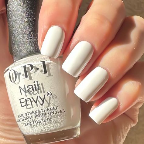 The perfect nail color that can be used throughout the whole year. This is part of OPI's strengthening line which can help prevent your nails from breaking. Also a great base for nail designs! #Fallnails Color: Alpine Snow Credit: @polishobsessed Opi Nail Strengthener, Perfect Nail Color, Opi Alpine Snow, Fall Nails 2023, White Nail Polish, Nail Strengthener, Opi Nail Lacquer, Nails 2023, White Nail