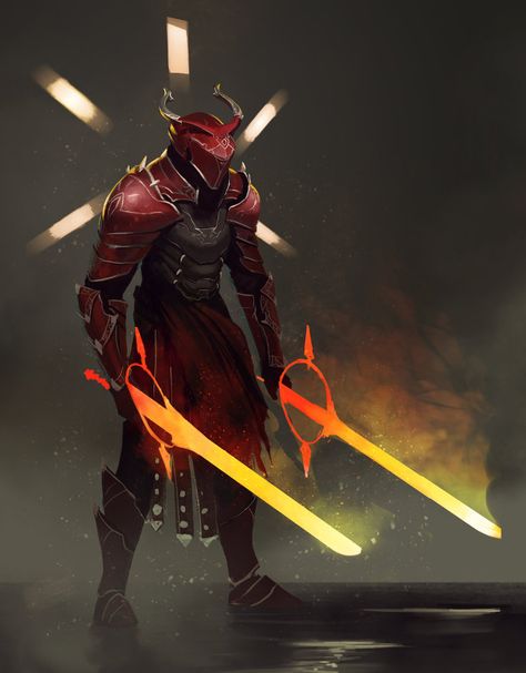 The Red Knight Faction - Album on Imgur Two Swords, Red Knight, Fantasy Armor, Armor Concept, Fantasy Warrior, Arte Fantasy, 판타지 아트, Medieval Fantasy, Dnd Characters