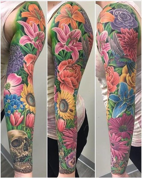 Traditional Floral Sleeve, Fable Tattoo, Bright Flower Tattoos, Unity Drawing, 5 Tattoo, Aesthetic Art Anime, Girl Shoulder Tattoos, Arm Sleeve Tattoos For Women, Arte Aesthetic